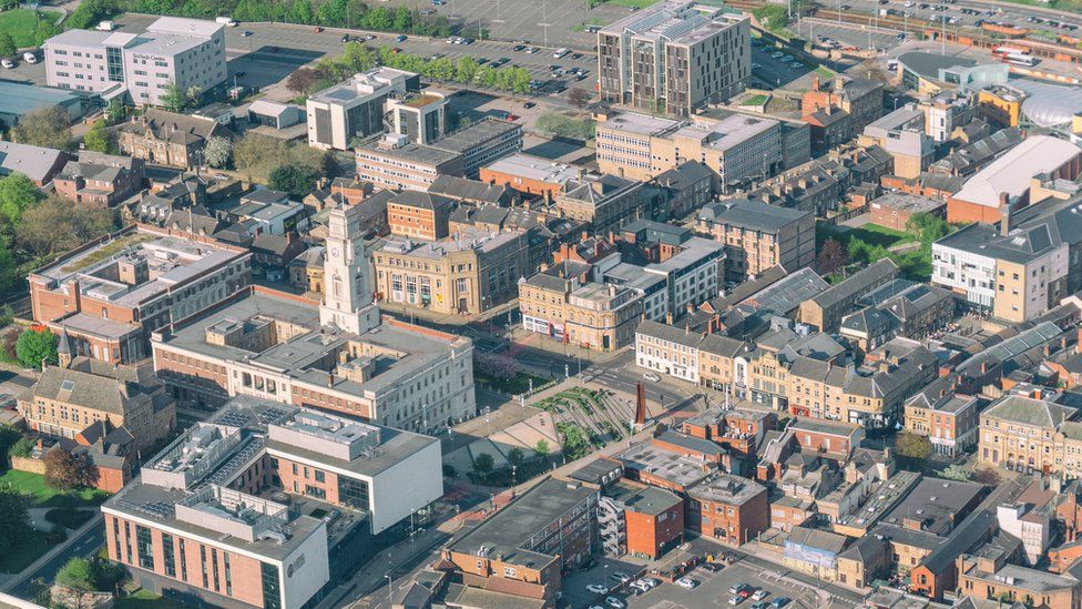 Barnsley city aerial view
