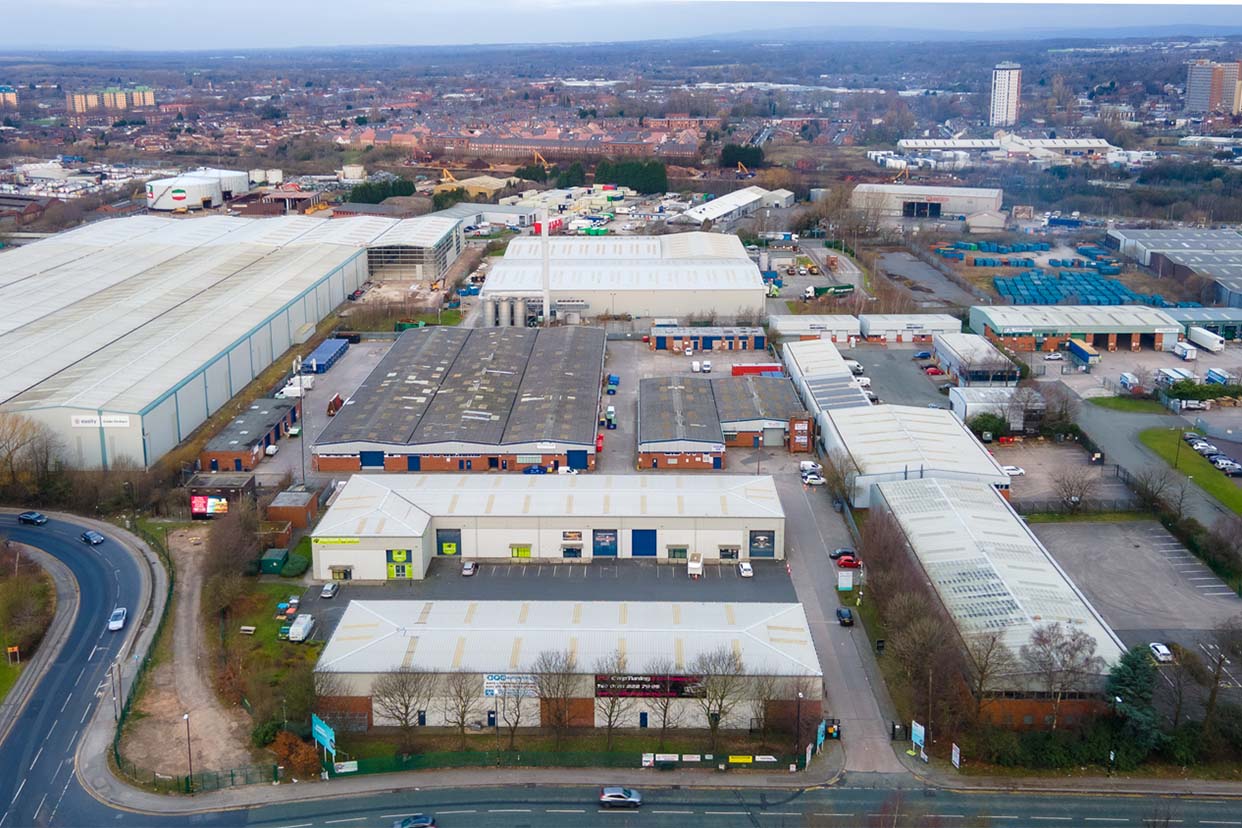 Manchester Trafford Park aerial view